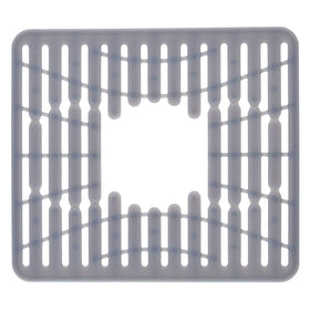 OXO Good Grips silicone sink mat cushions delicate items in small silver sink