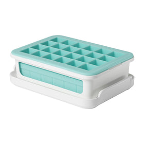 OXO Good Grips silicone small ice cube tray with lid shows easy-release cubes