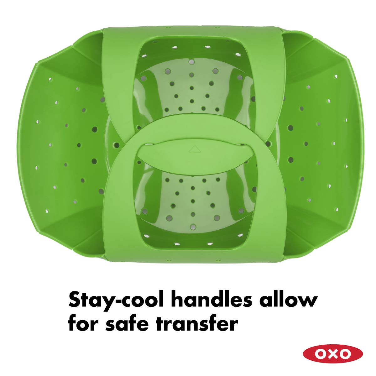 Oxo Good Grips steamer elevated feet protect cookware while steaming.