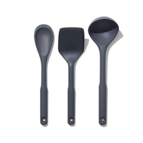 OXO Good Grips silicone ladle for easy scooping and spill-free serving.