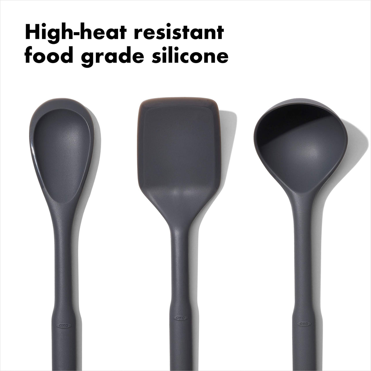 OXO Good Grips silicone utensil one-piece construction for durability and cleaning.