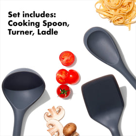 OXO Good Grips silicone turner slides under food for effortless flipping.