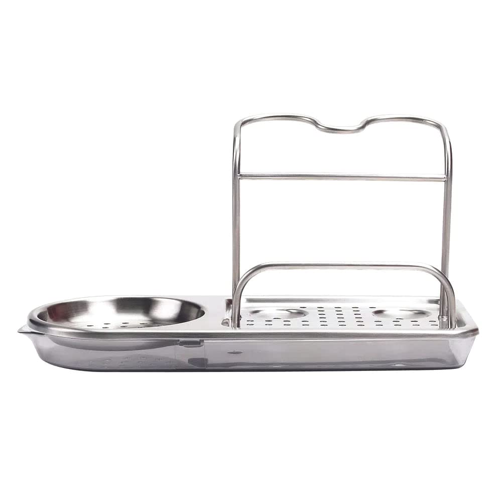 OXO Good Grips sink caddy with perforated base aids drying of items.