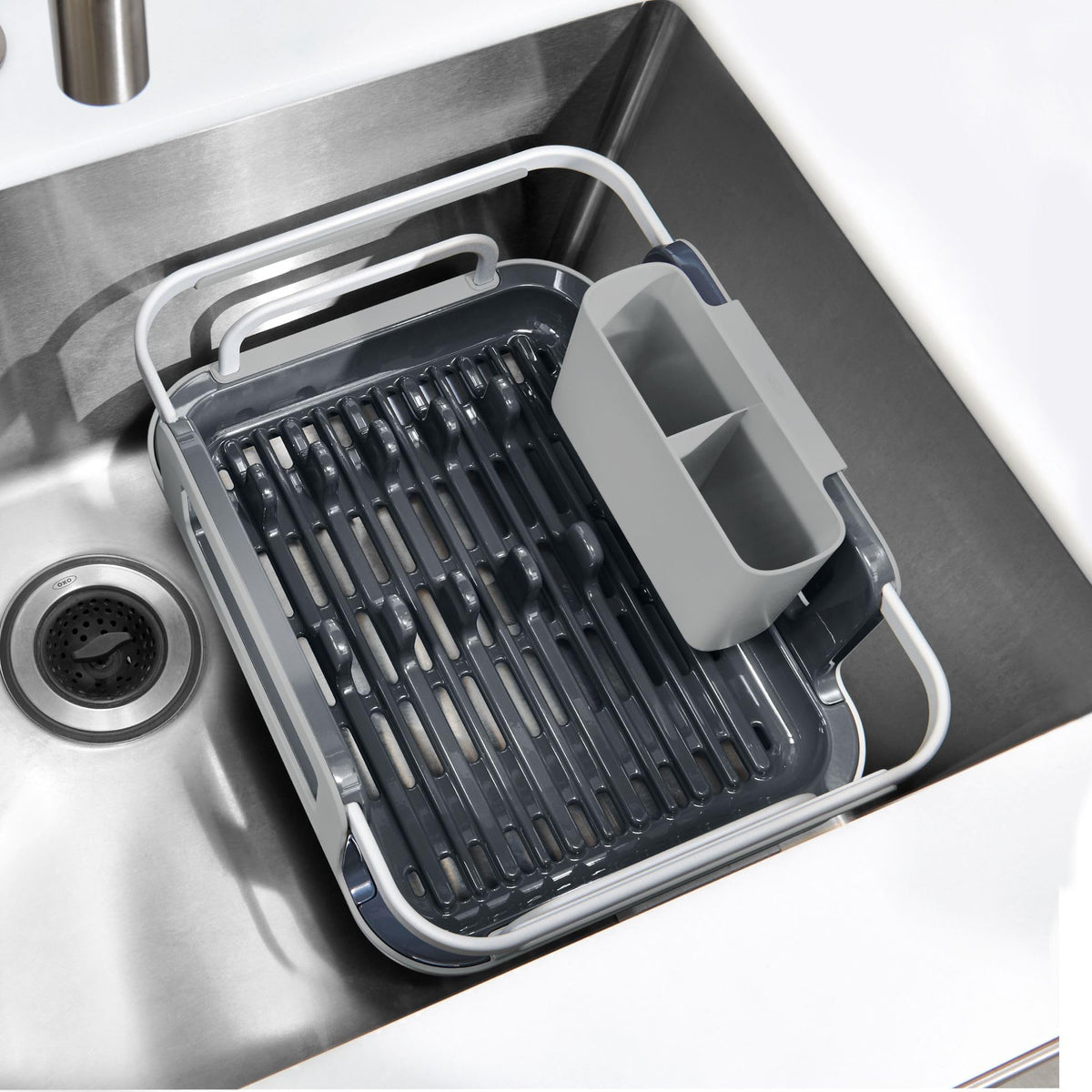 OXO Good Grips sink-drying-rack used over sink to save counter space