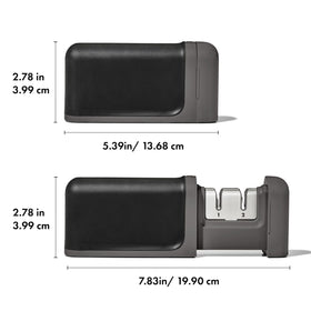 OXO Good Grips handle with soft touchpoints for comfortable grip.