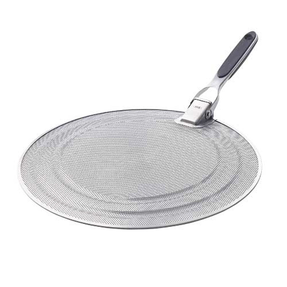OXO Good Grips Splatter Screen with perforated stainless steel protects counters while frying