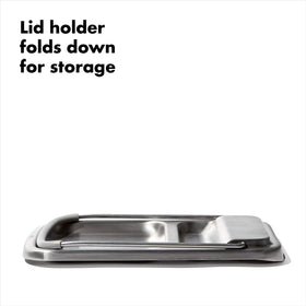 OXO Good Grips spoon rest fold-down lid holder for compact storage