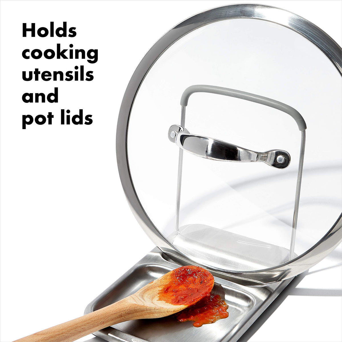 OXO Good Grips spoon rest for oversized utensils supports multiple tools