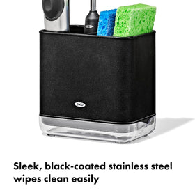 OXO Good Grips sink caddy pour spout drains water away efficiently.