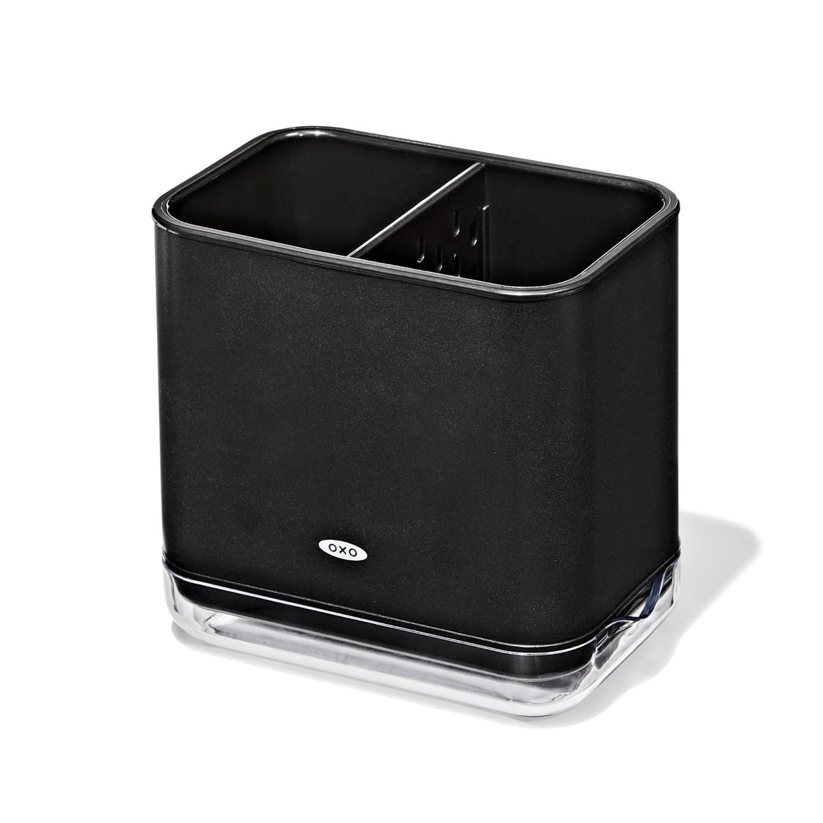 OXO Good Grips stainless sink caddy top view keeps sponges organized and within reach.