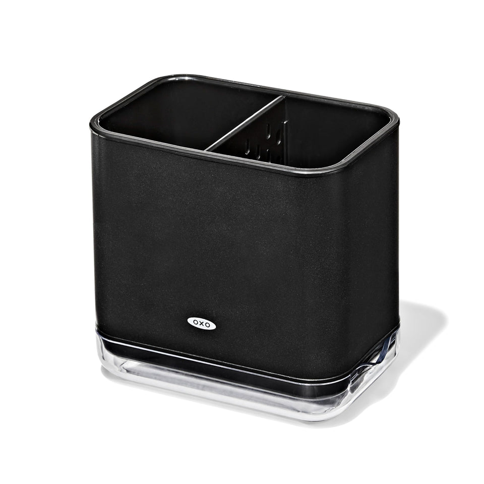 OXO Good Grips stainless sink caddy top view keeps sponges organized and within reach.