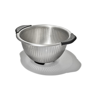OXO Good Grips colander available in 3 qt and 5 qt options.