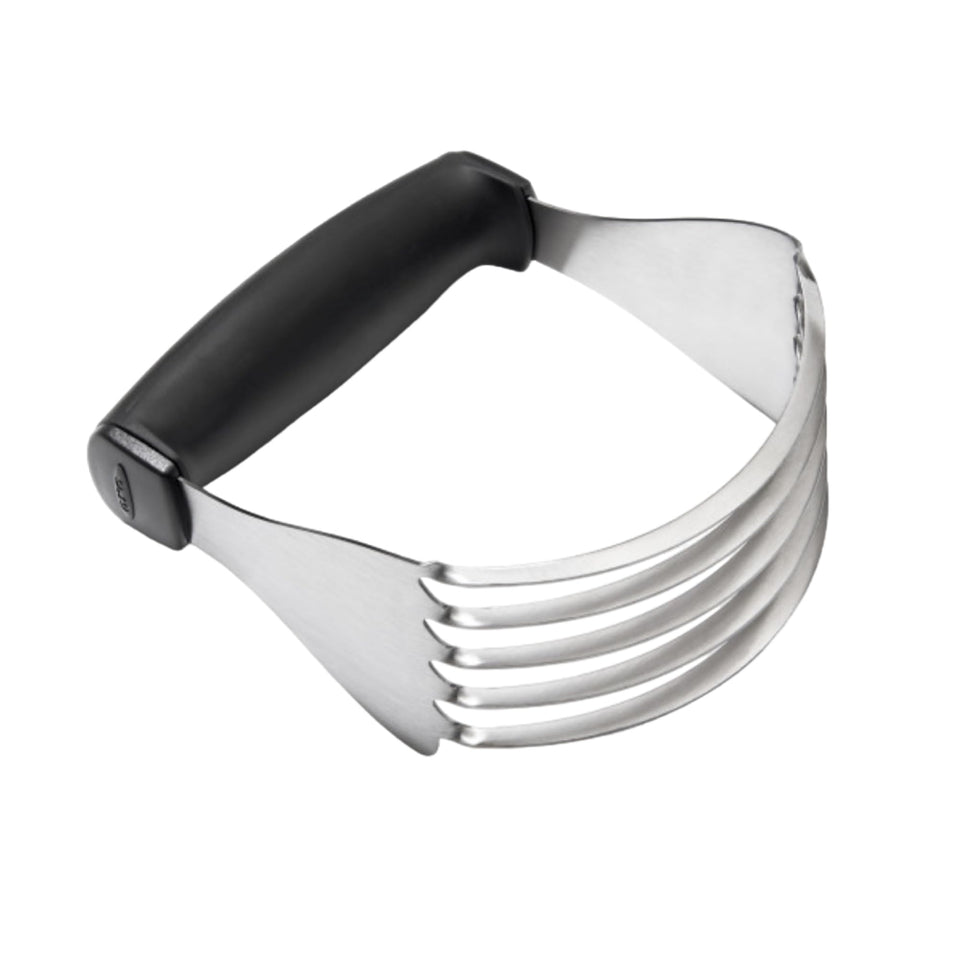 OXO Good Grips dough blender blade close-up showing sturdy stainless steel blades for butter cutting