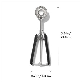 OXO Good Grips stainless steel scoop cuts through dense dough smoothly
