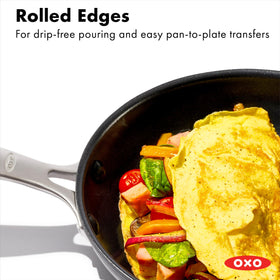 OXO Good Grips stainless steel handle ensures secure grip during cooking.