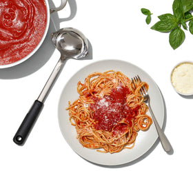 OXO Good Grips ladle is dishwasher safe for easy cleanup