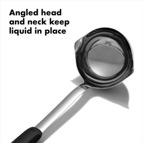 OXO Good Grips ladle designed for both hands to ease pouring