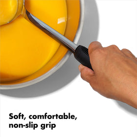 OXO Good Grips ladle's polished finish adds kitchen-to-table appeal