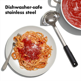 OXO Good Grips ladle features soft non-slip grip even when wet