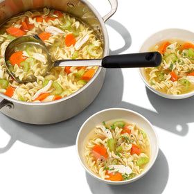 OXO Good Grips ladle balances well with a comfortable handle