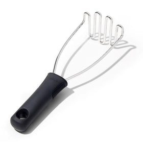 OXO Good Grips stainless steel masher head for durable potato mashing.