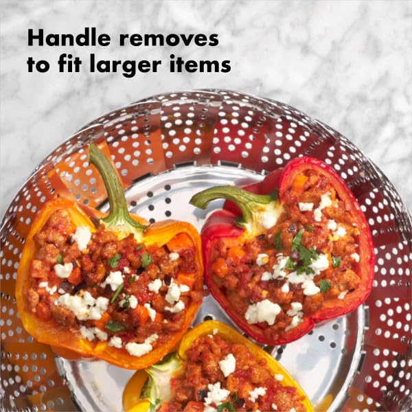 OXO Good Grips stainless steel steamer is dishwasher safe for easy cleanup
