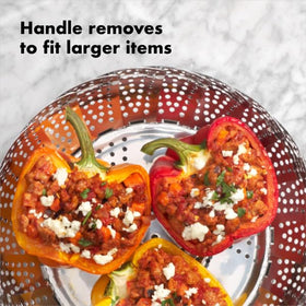 OXO Good Grips stainless steel steamer is dishwasher safe for easy cleanup