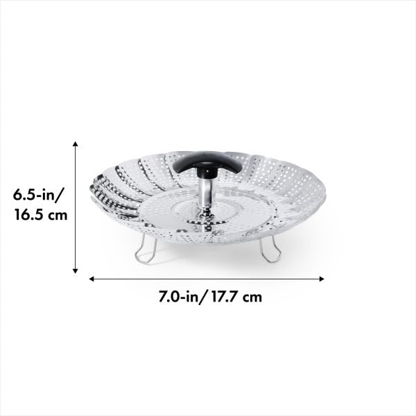 OXO Good Grips steamer with removable handle enables full-basket steaming for large items