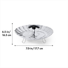 OXO Good Grips steamer with removable handle enables full-basket steaming for large items