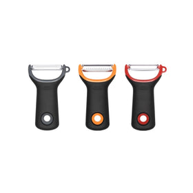 OXO Good Grips straight peeler with a non-slip handle for precise, easy peeling.