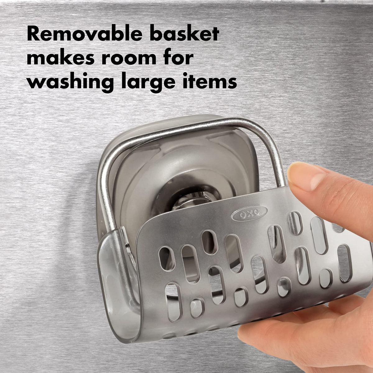 Removable holder on OXO StrongHold frees space for large items