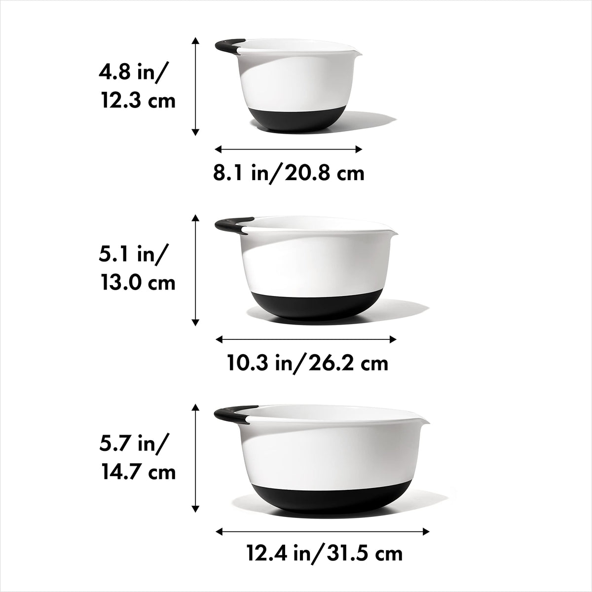OXO Good Grips three-quart bowl with a non-slip base for steady mixing.