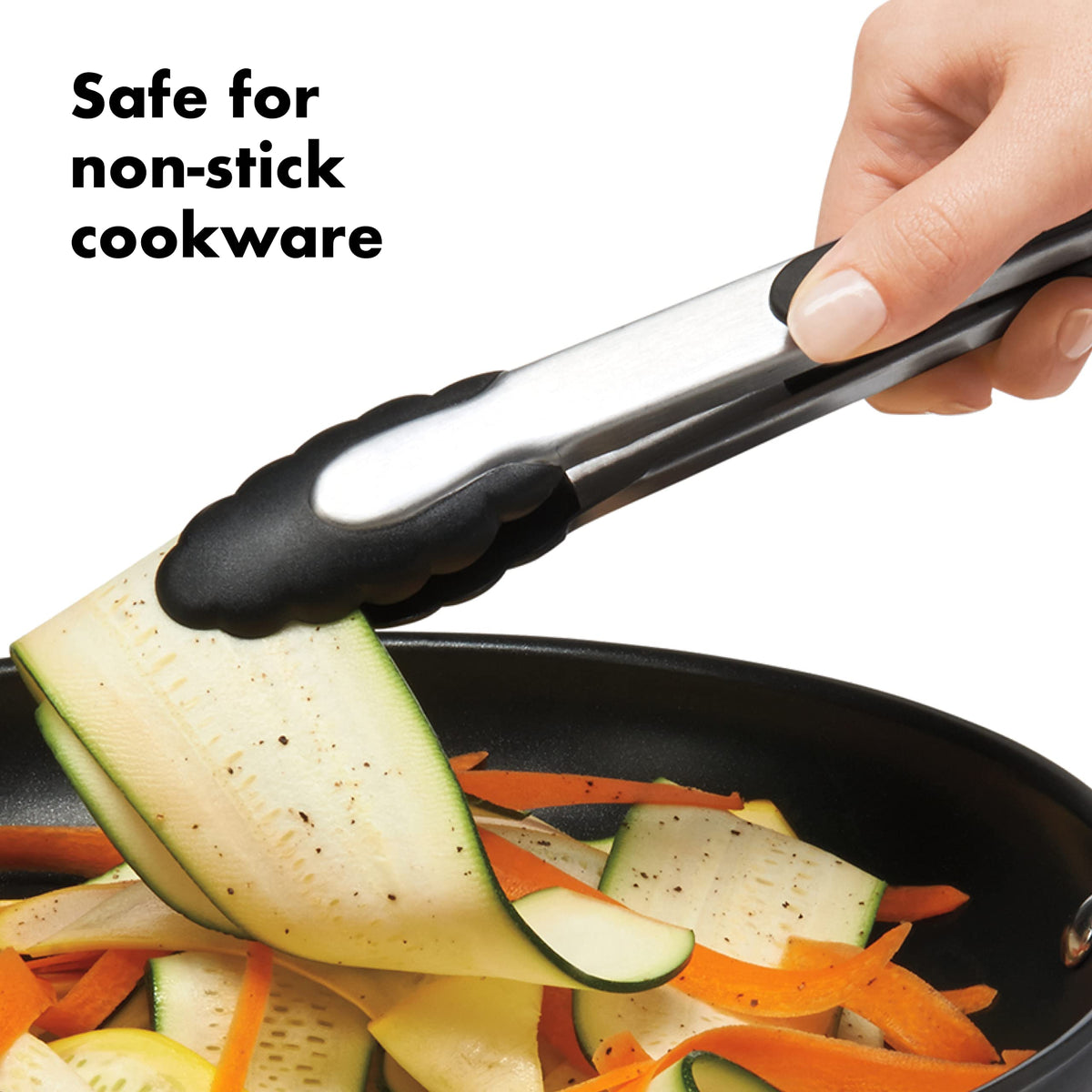 OXO Good Grips 9-inch tongs provide precise flipping and tossing on the grill.