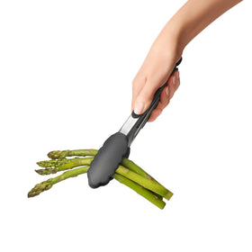 OXO tongs safe for non-stick cookware with silicone heads