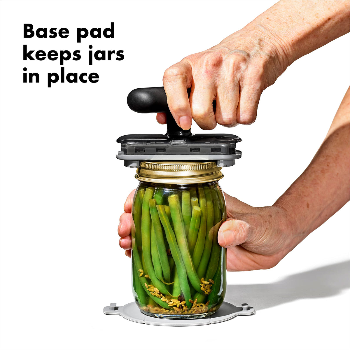 OXO Good Grips Twisting Jar Opener uses the base pad to provide a secure, non-slip surface.