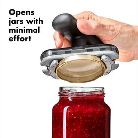 OXO Good Grips Twisting Jar Opener accommodates jars and lids of varying sizes for versatility.