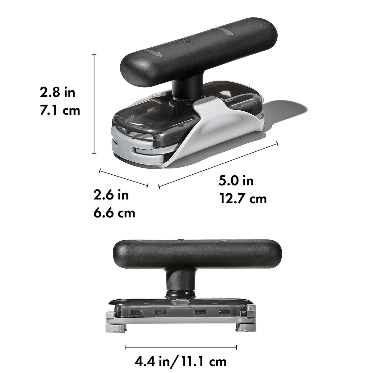 OXO Good Grips Twisting Jar Opener demonstrates the sharp teeth gripping a lid for effortless twist.
