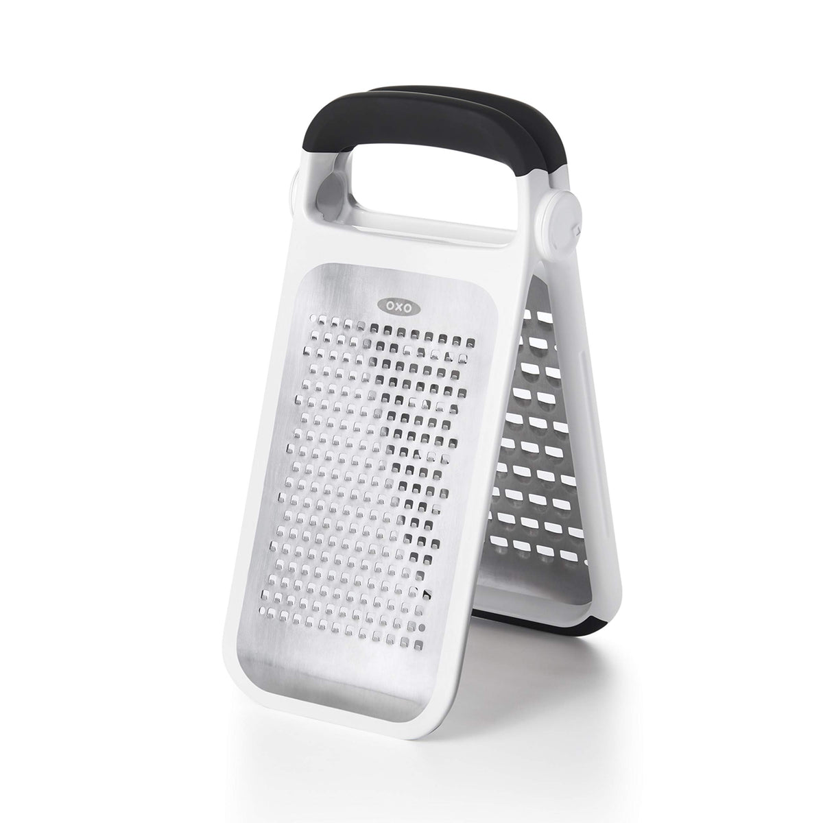 OXO Good Grips Two-Fold Etched Grater over a bowl, easy prep