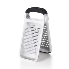 OXO Good Grips Two-Fold Etched Grater over a bowl, easy prep