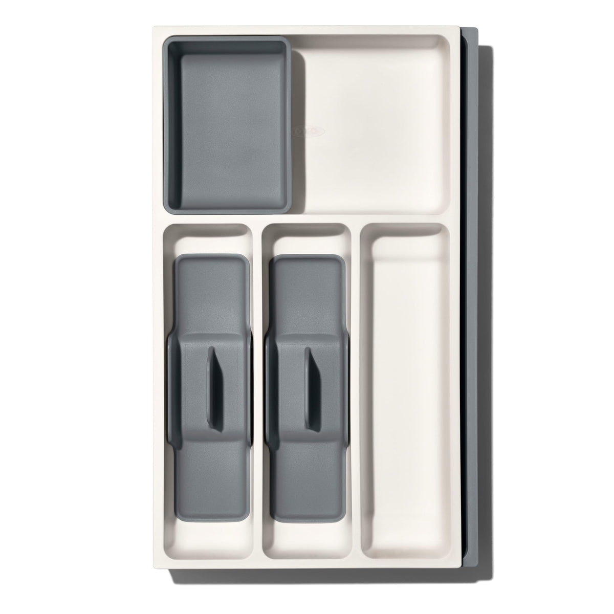 OXO Good Grips utensil caddies neatly stacked for easy table setting.