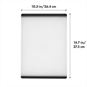 OXO Good Grips Utility Cutting Board, double-sided design, prevents cross-contamination during prep.