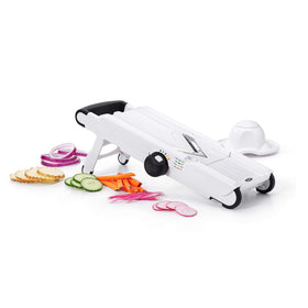 OXO Good Grips V-Blade Mandoline Slicer front view with precise slice blades.