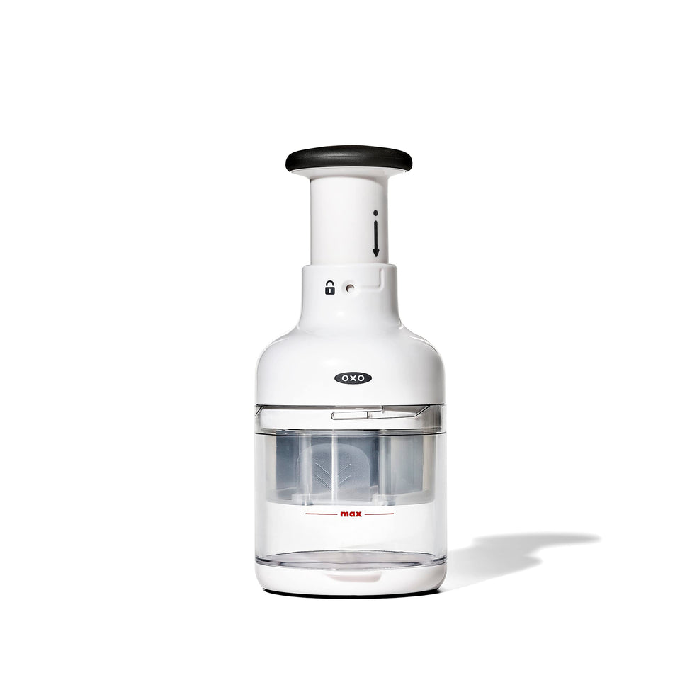 OXO Good Grips Vegetable Chopper blade cuts veggies evenly with every pump