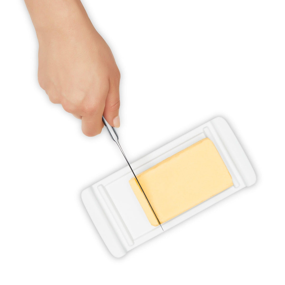 OXO Good Grips Wide Butter Dish clear lid is easy to lift.