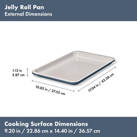OXO Good Grips wide rims in storm blue offer easier handling around the oven.
