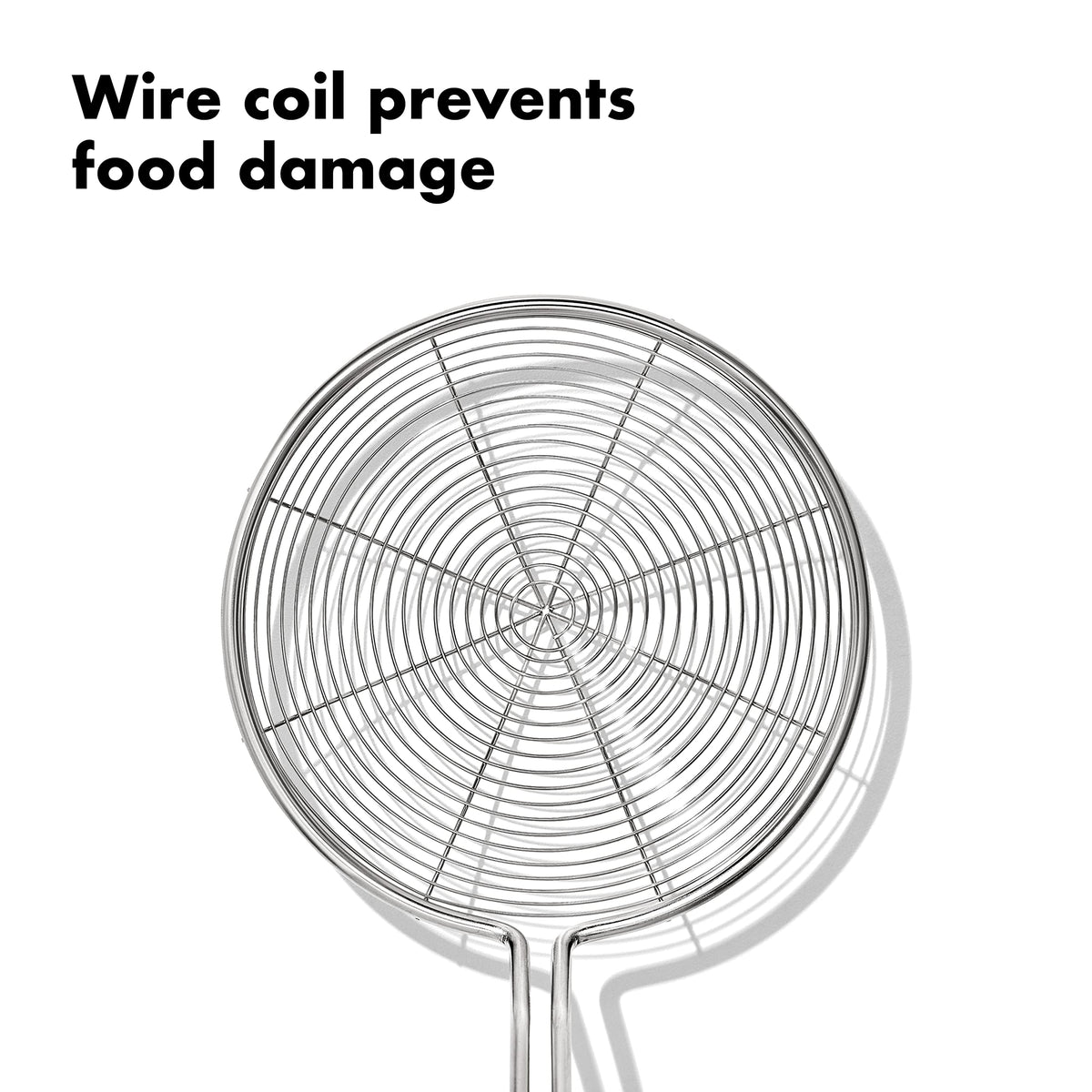 OXO Good Grips wire coil design protects delicate foods during draining