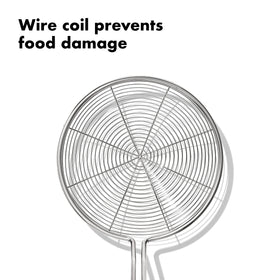OXO Good Grips wire coil design protects delicate foods during draining