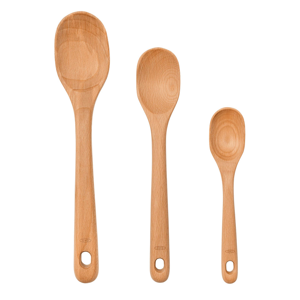 OXO Good Grips large wooden spoon for sauces, durable beech wood.