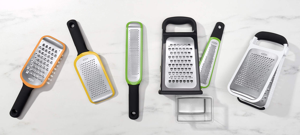OXO Good Grips grating zucchini and onions with ease