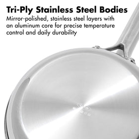 OXO Hybrid 10-inch pan top view emphasizes raised etched pattern for even browning
